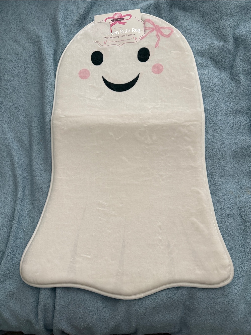 Smiling Ghost Bath Rug - White with Pink Cheeks NWT